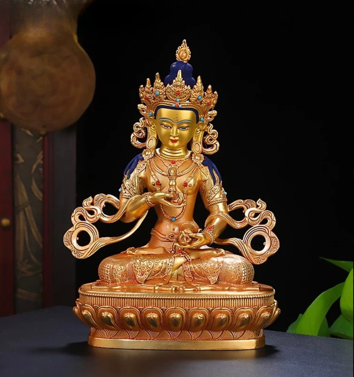 Full Gilded Brass Vajrasattva Statue