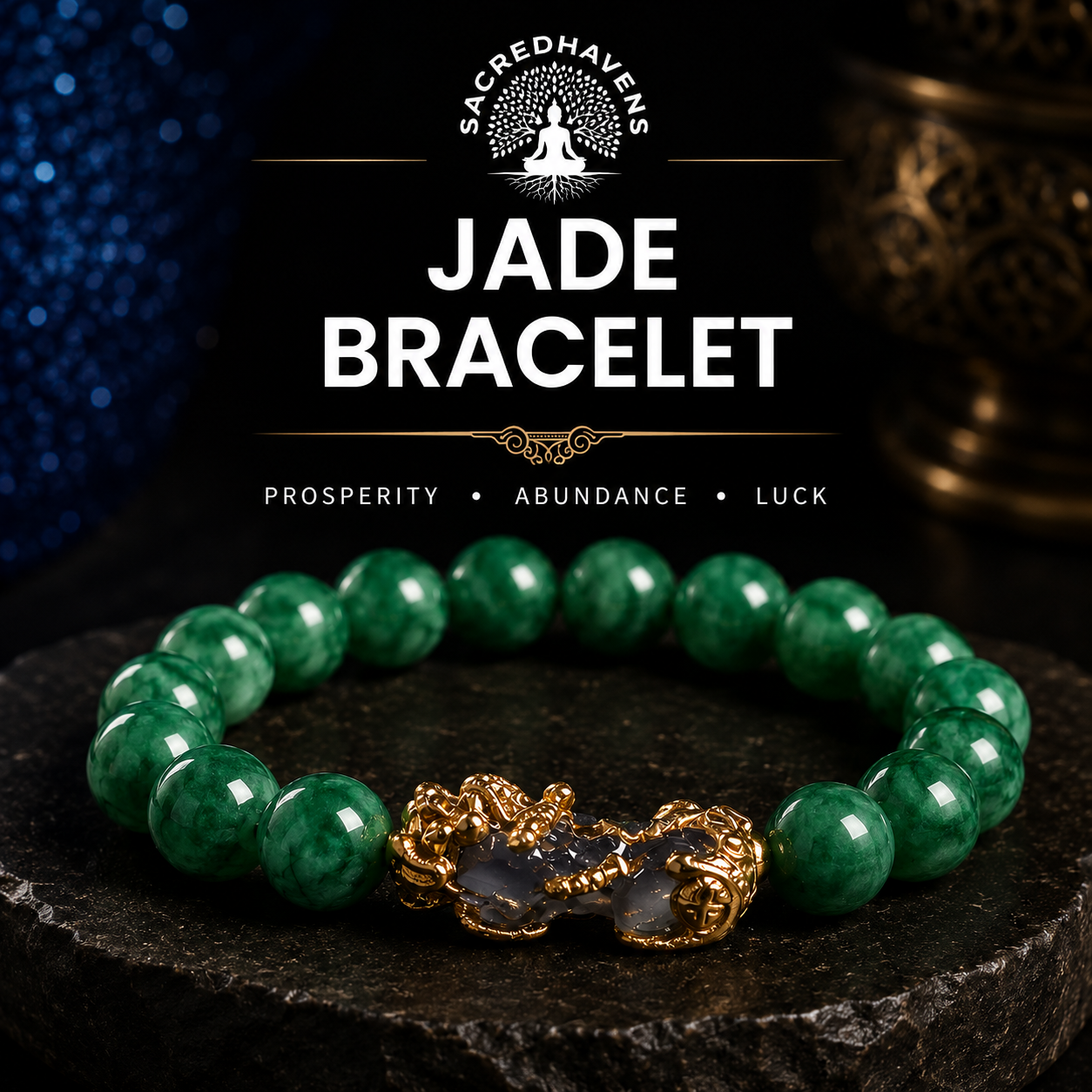 Natural Cyan Jade Pixiu Bracelet