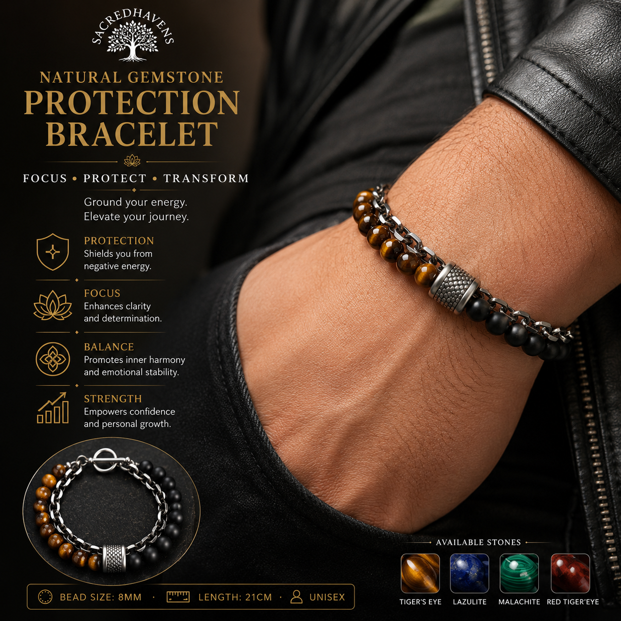 Natural Gemstone Energy Bracelet