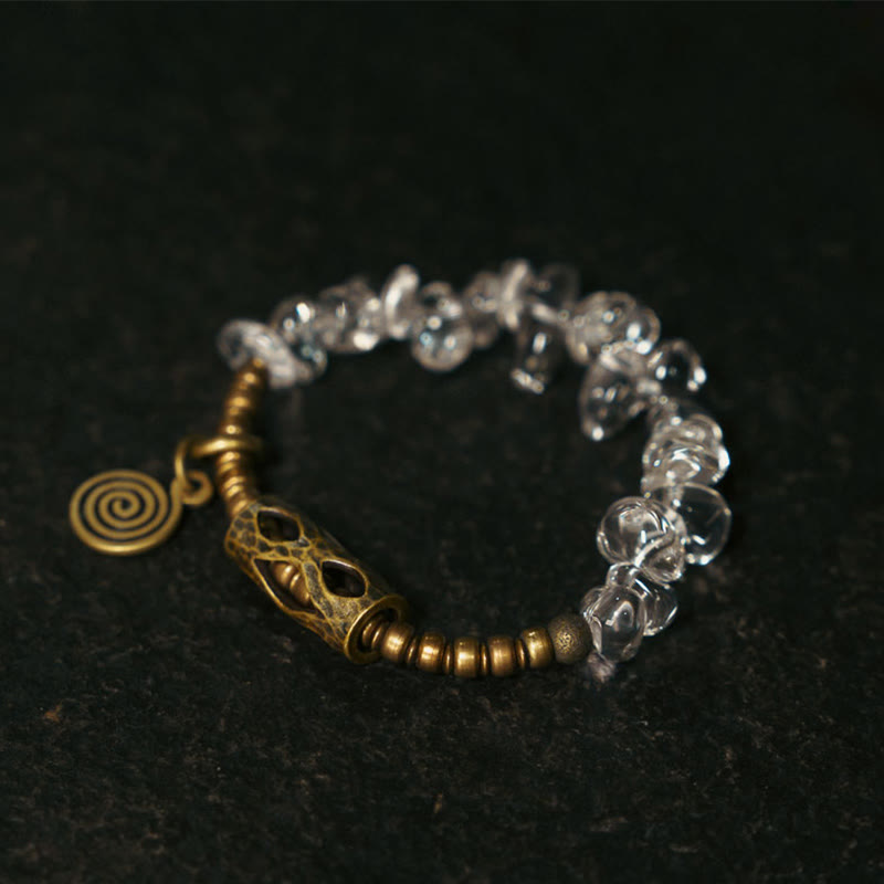 Raw Clear Quartz & Copper Irregular Bead Bracelet