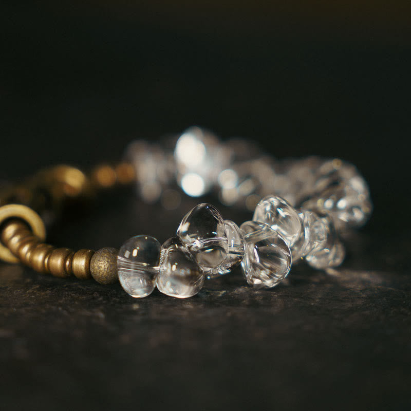 Raw Clear Quartz & Copper Irregular Bead Bracelet