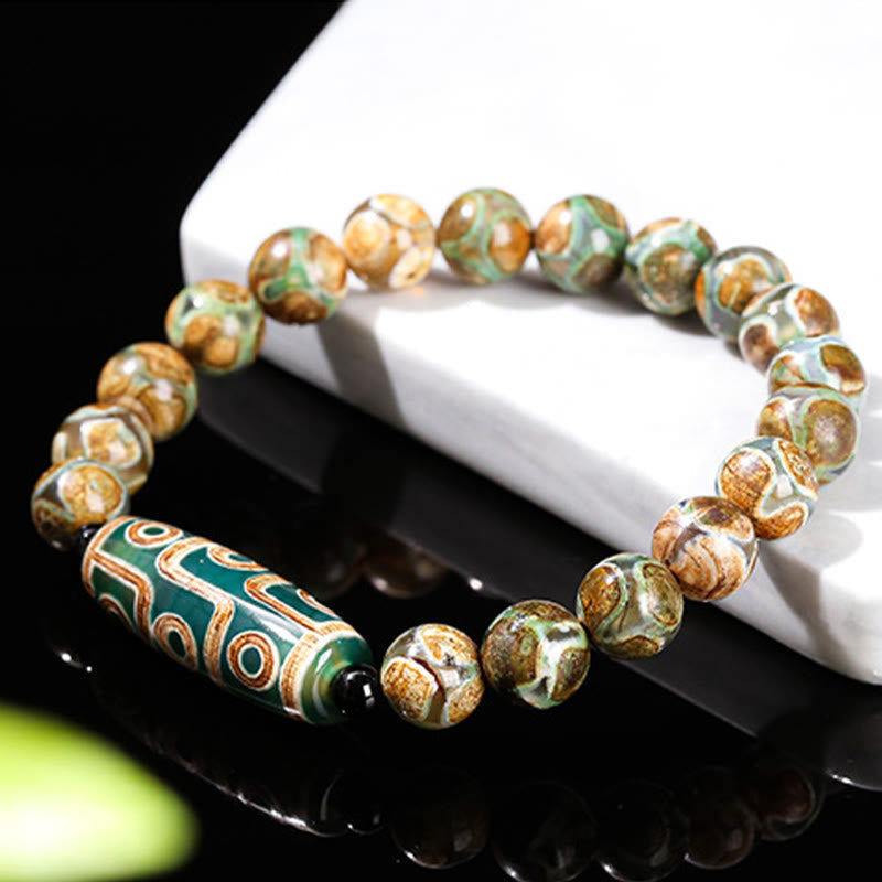 Tibetan Nine-Eye Dzi Bead Bracelet