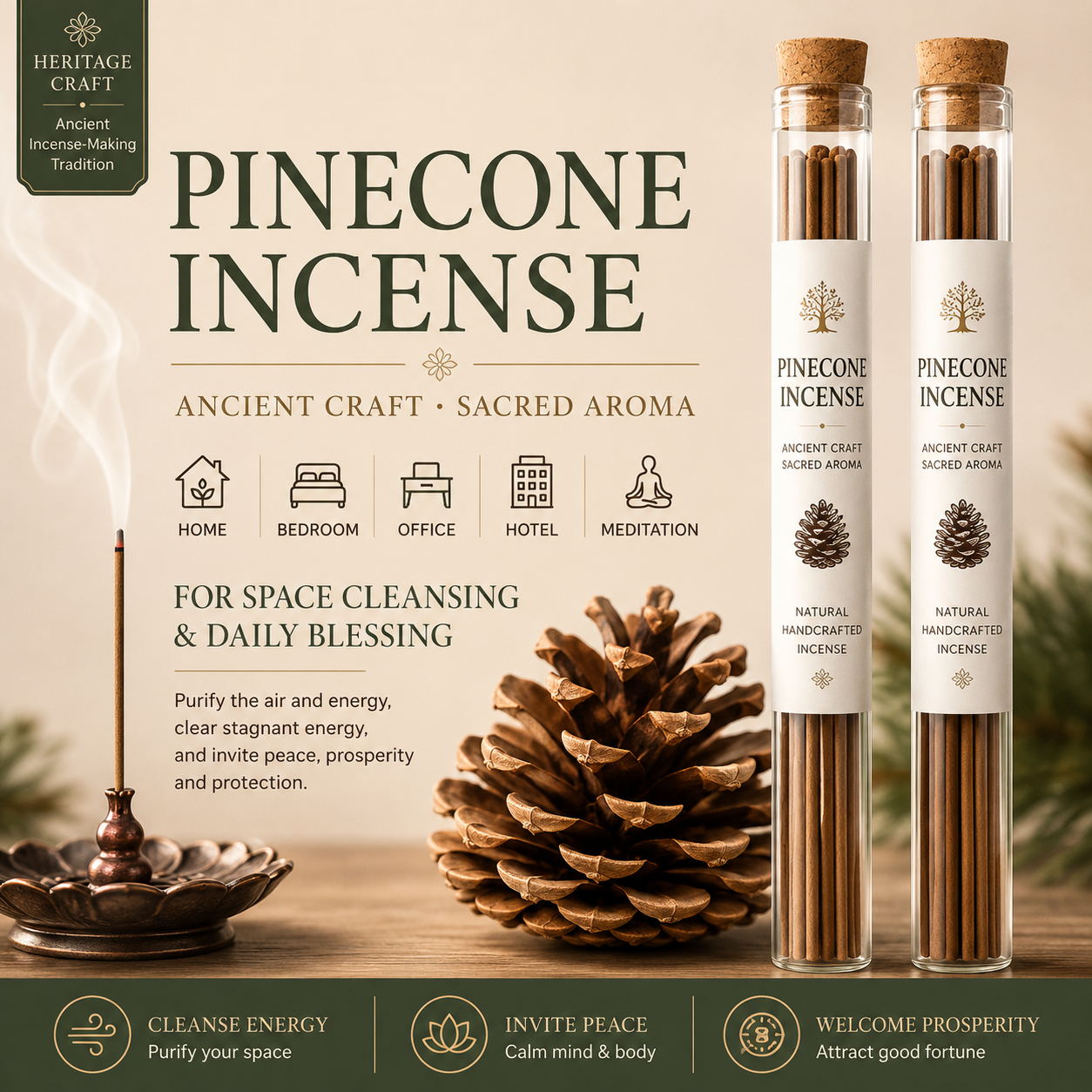 Natural Pine Cone Incense Sticks