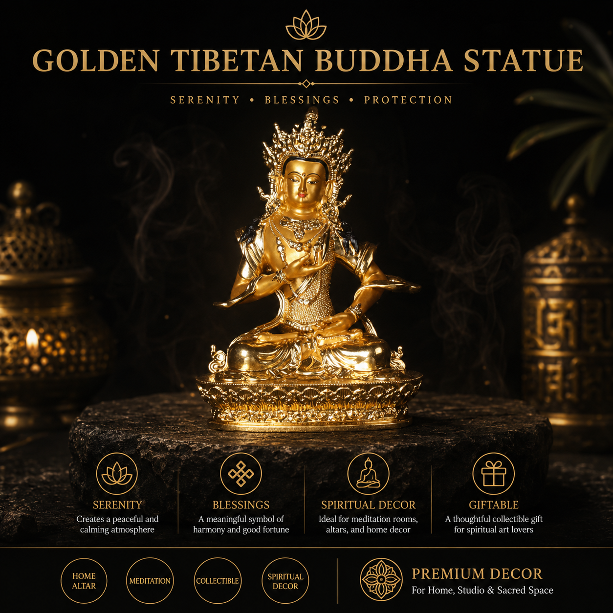 Gilded Vajrasattva Statue for Home Altar