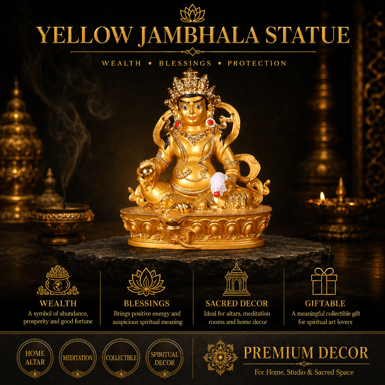 Yellow Jambhala Statue