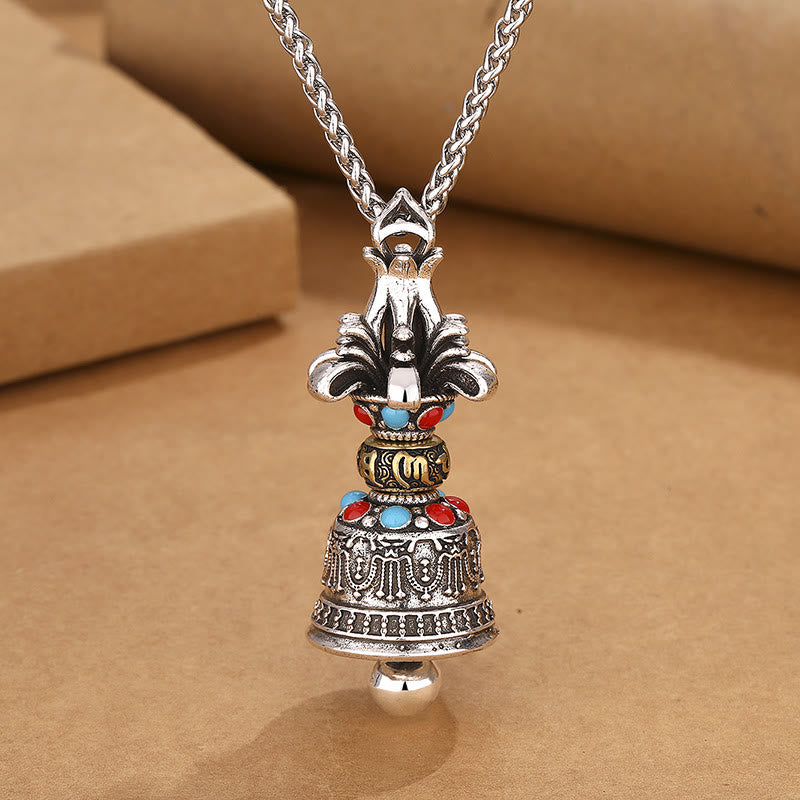 Copper Om Mani Padme Hum Vajra Bell Pendant Necklace