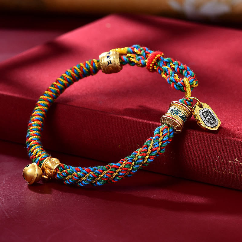 Carved Brass & Copper Om Mani Padme Hum Zakiram Bracelet