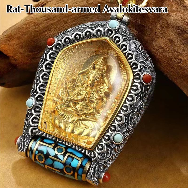 Rotatable Zodiac Guardian Buddha Dzi Pendant Necklace