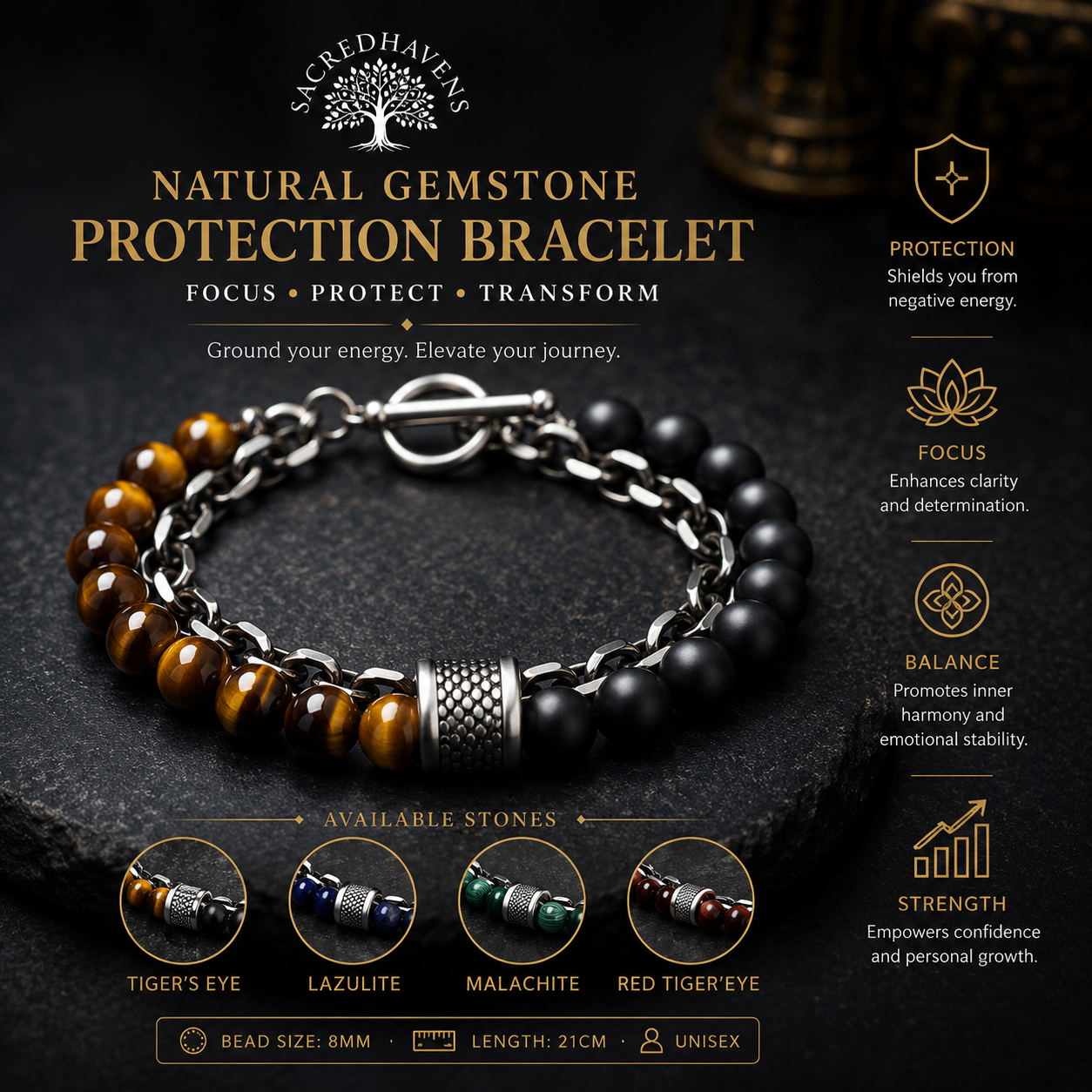 Natural Gemstone Energy Bracelet