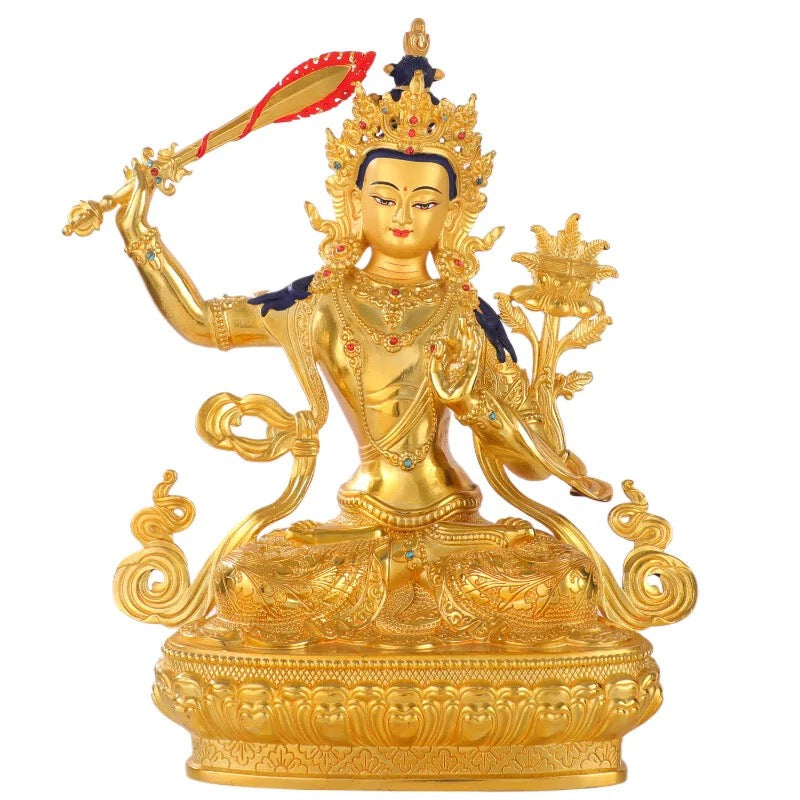 Hand-Chiseled Copper Akshobhya Buddha Statue