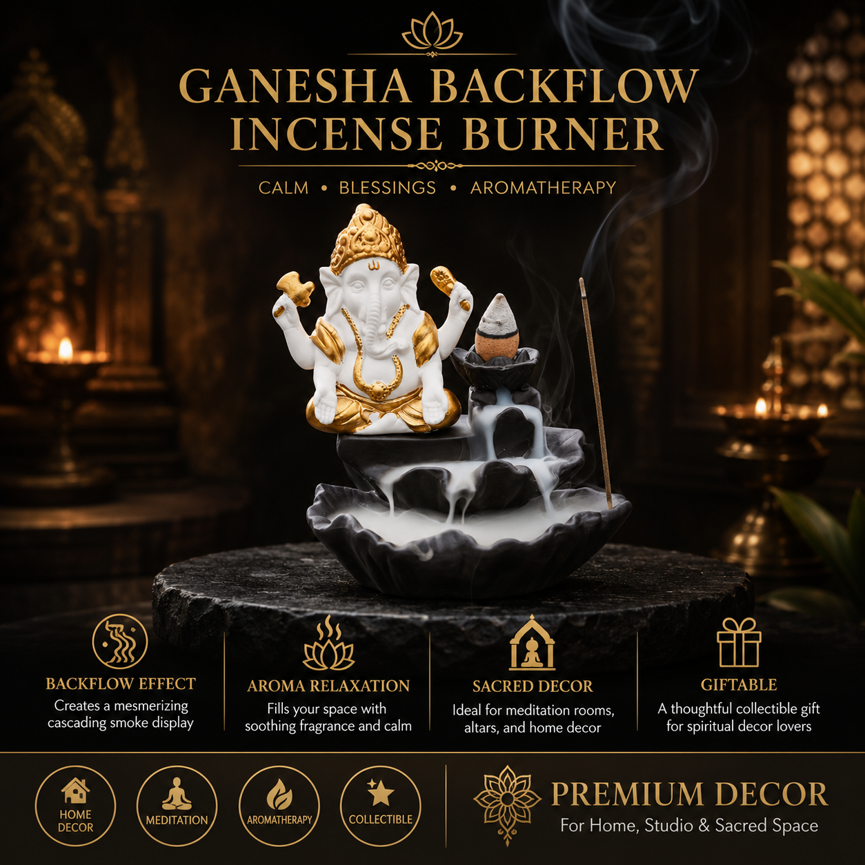 Ganesha Backflow Incense Burner