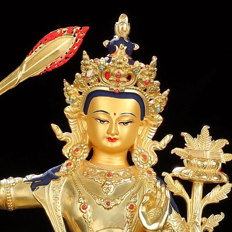 Hand-Chiseled Copper Akshobhya Buddha Statue