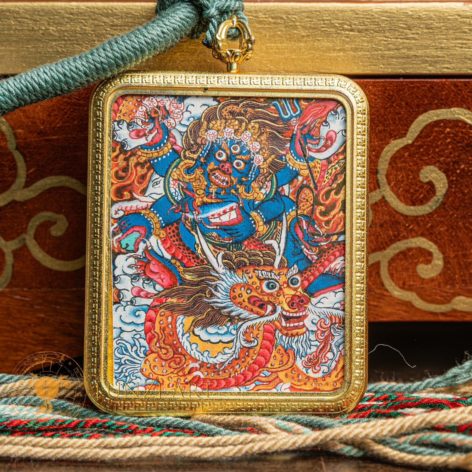 Hand-Painted Mahakala Ghau Locket Thangka