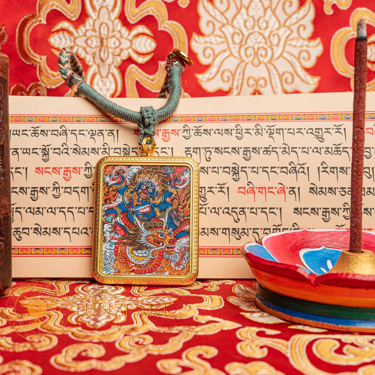 Hand-Painted Mahakala Ghau Locket Thangka