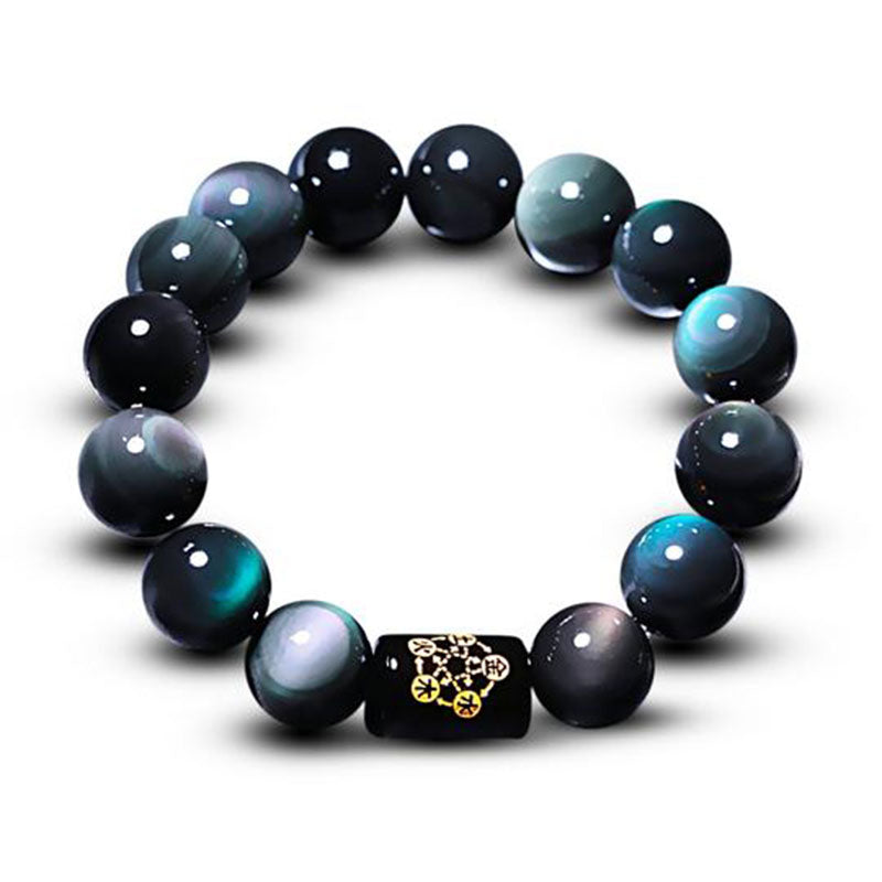 Natural Rainbow Obsidian Beaded Bracelet