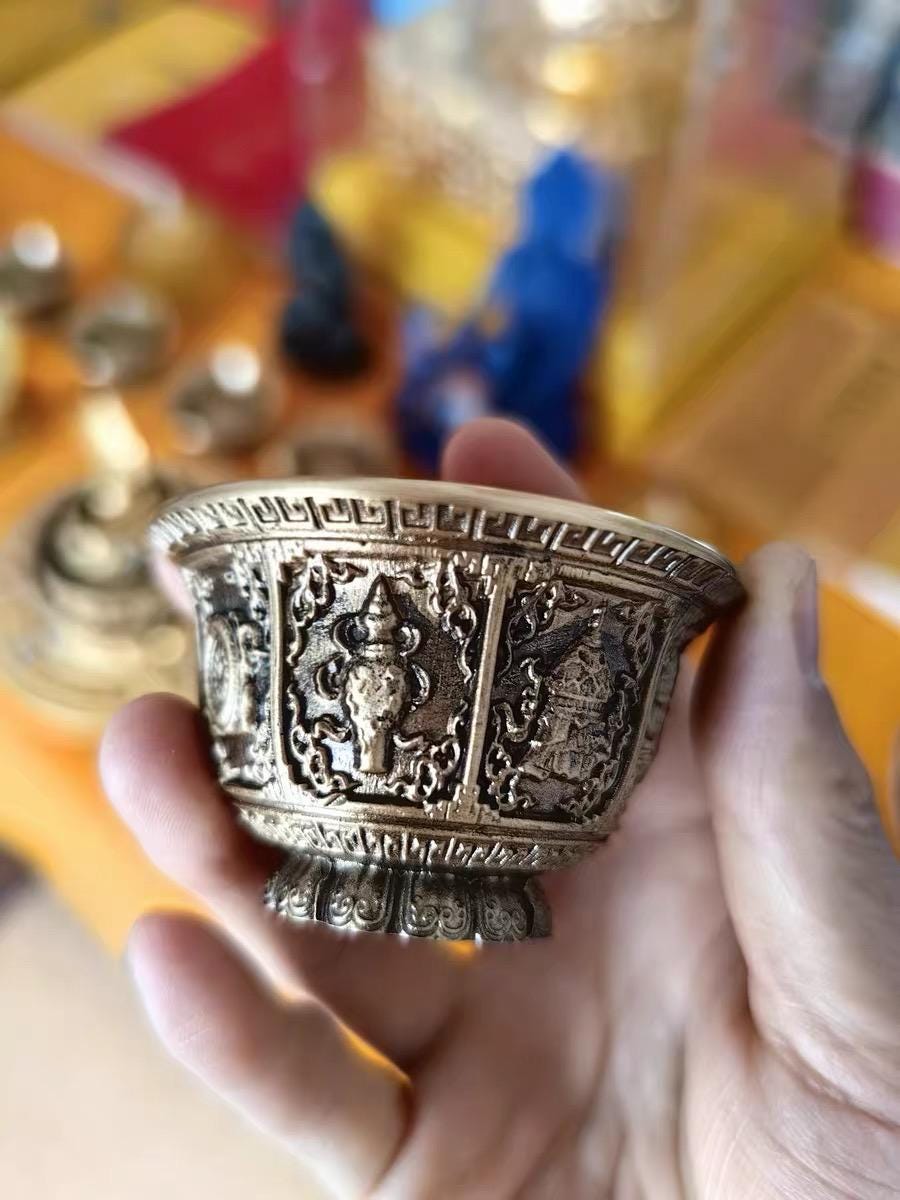 Handcrafted Copper Brass Tibetan Offering Bowl