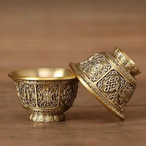 Handcrafted Copper Brass Tibetan Offering Bowl