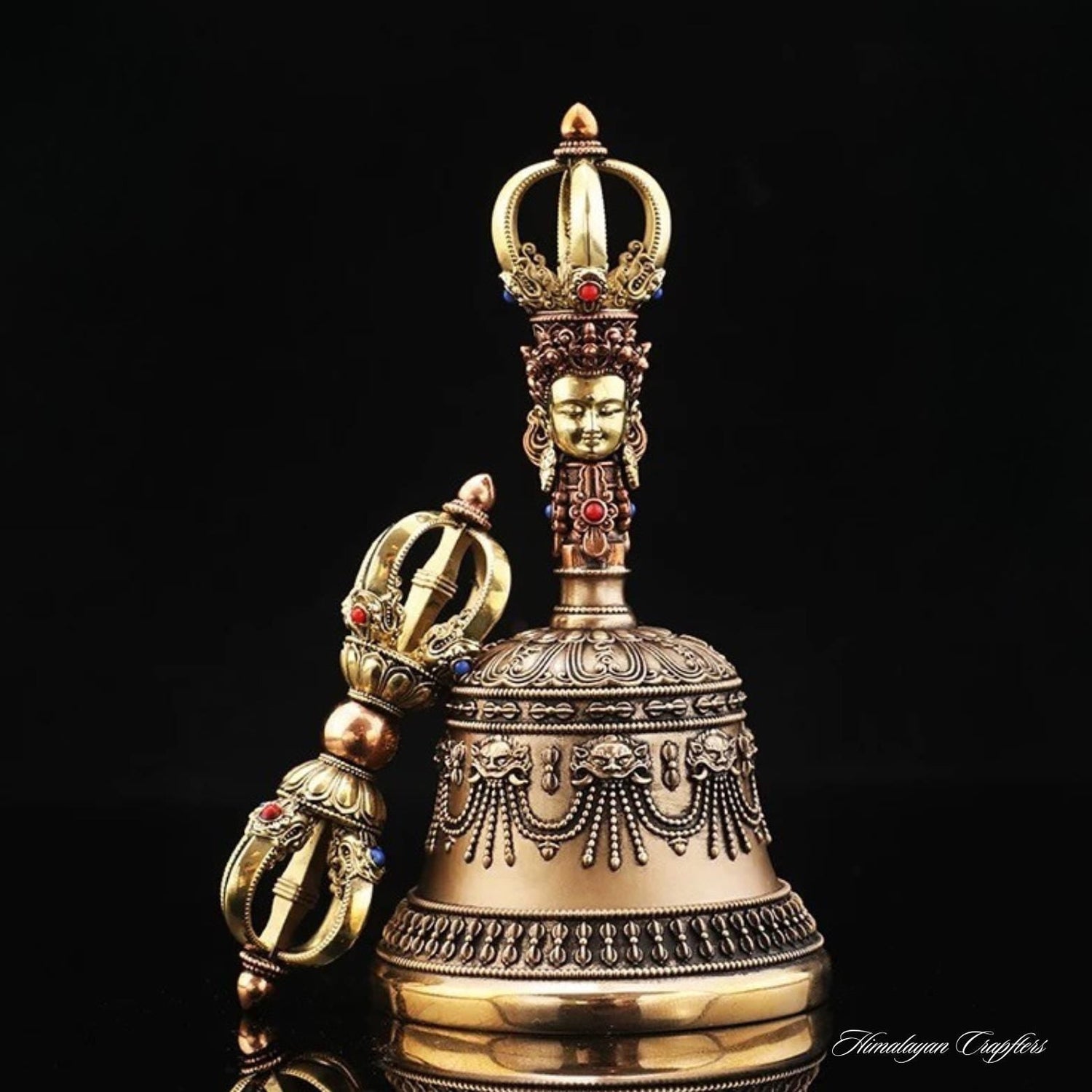 Handcrafted Brass Tibetan Bell & Dorje Set