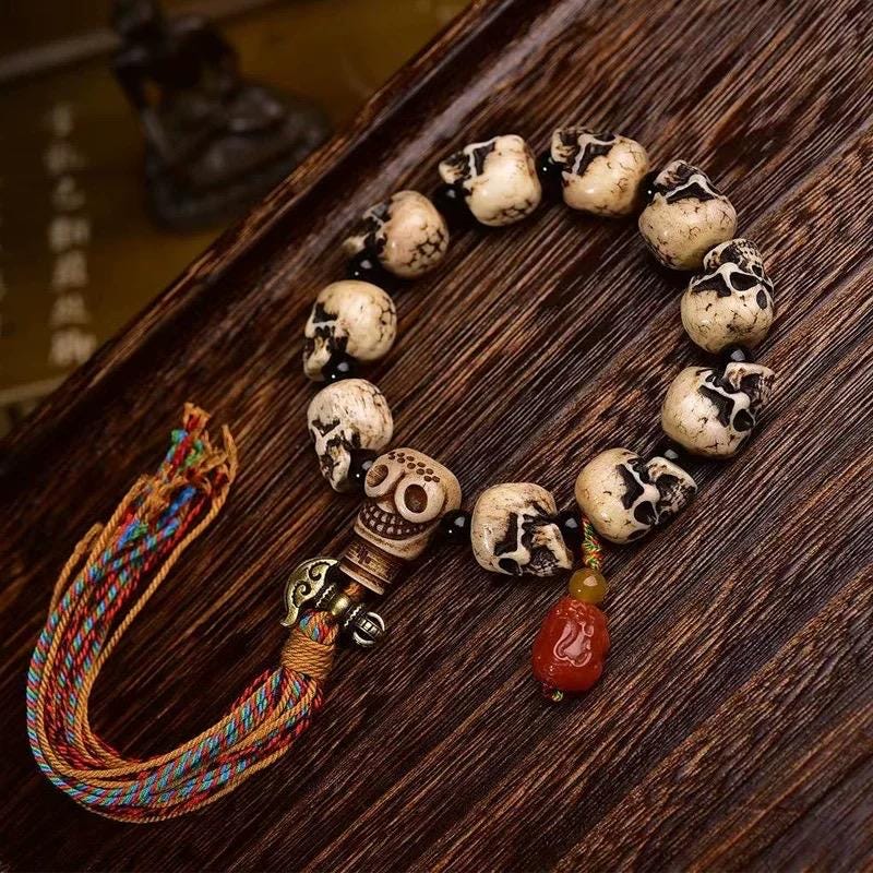Handcrafted Tibetan Skull Mala Bracelet