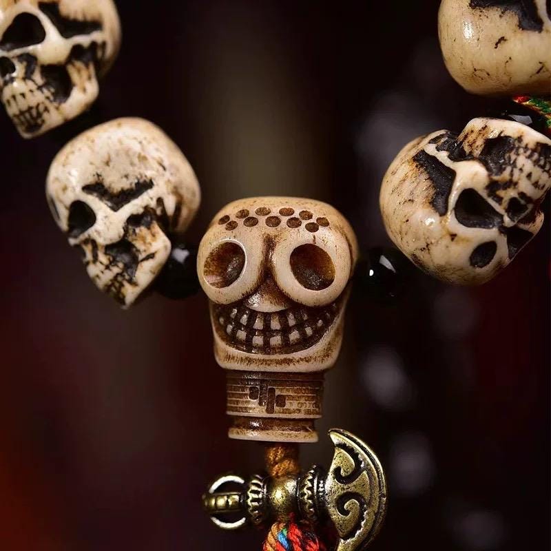 Handcrafted Tibetan Skull Mala Bracelet