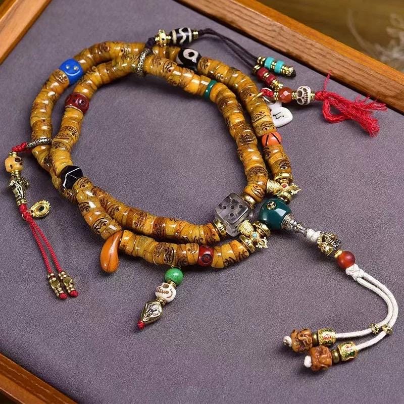 Yak Bone 108-Bead Tibetan Mala Bracelet