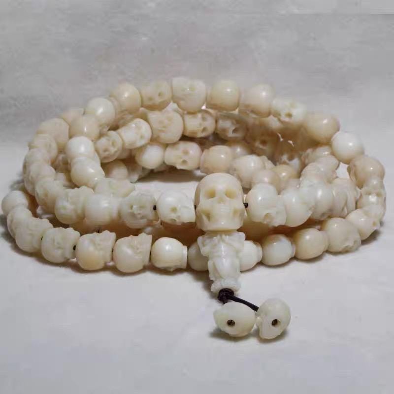 Yak Bone Skull Mala Bracelet