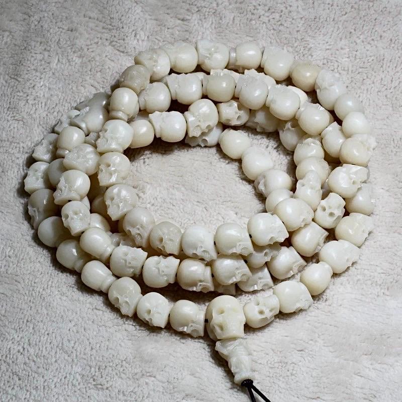 Yak Bone Skull Mala Bracelet
