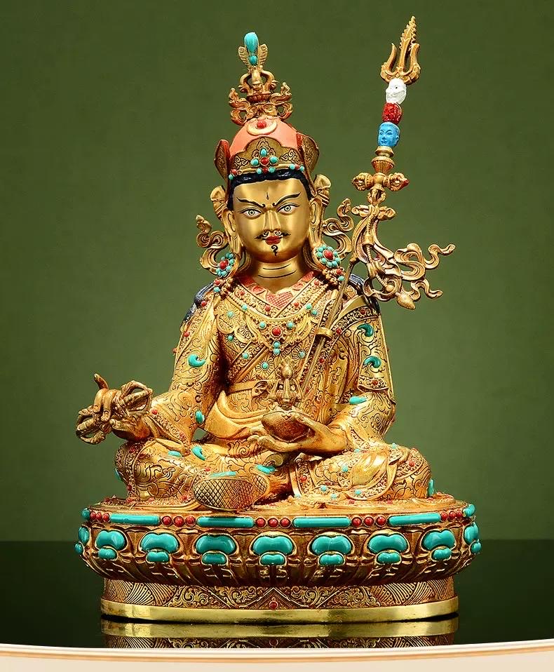 Full Gold-Plated Copper Padmasambhava Statue