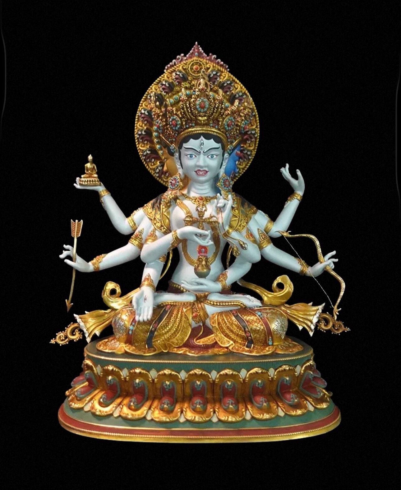 Hand-Painted Copper Ushnishavijaya Statue