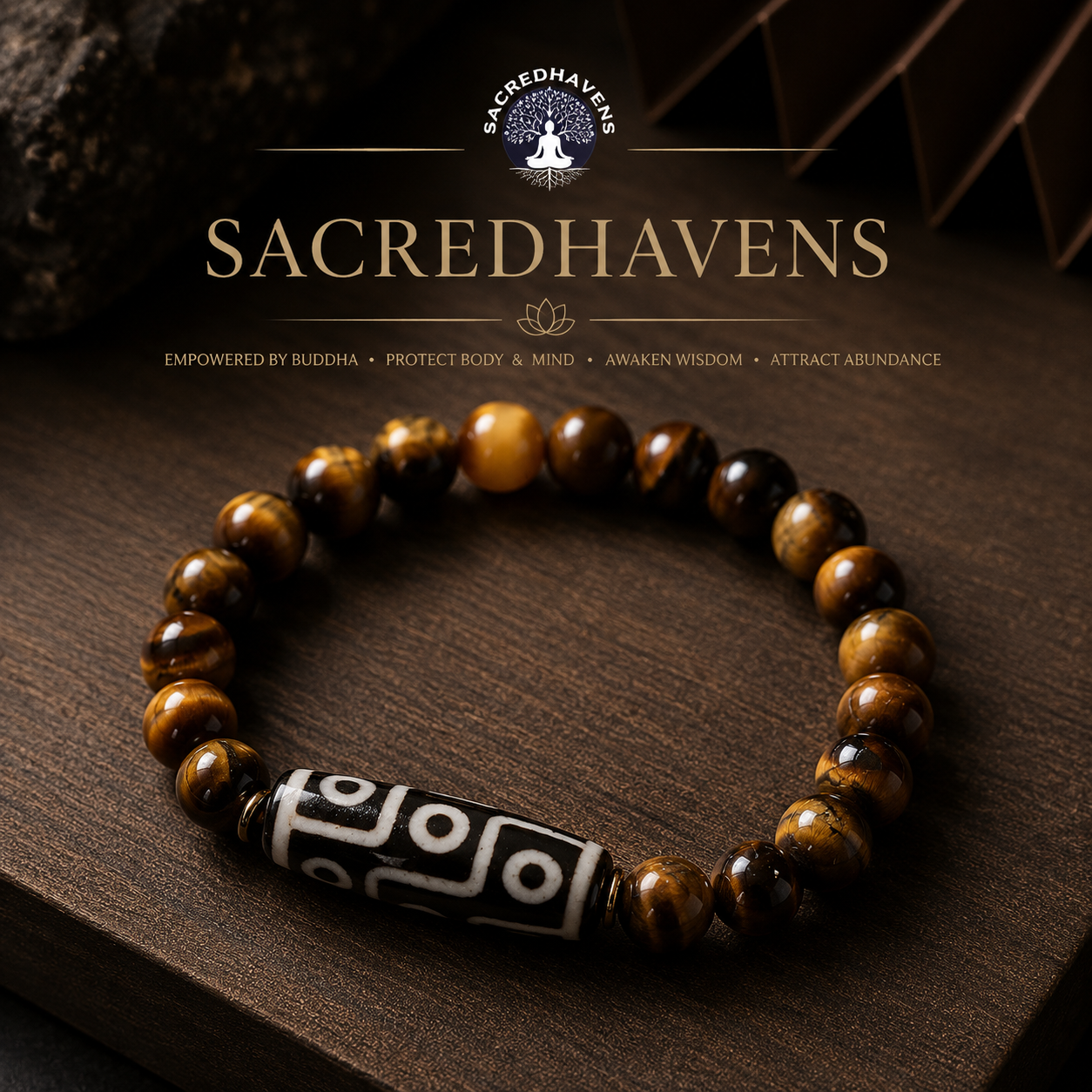 Tibetan Nine-Eye Dzi Bead Energy Bracelet