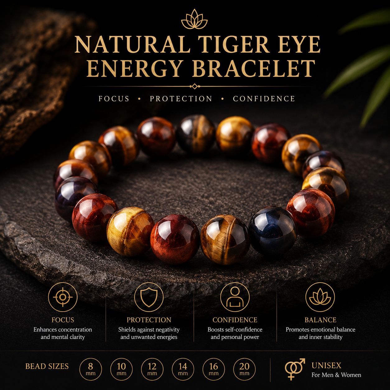 Natural Tiger Eye Beaded Bracelet